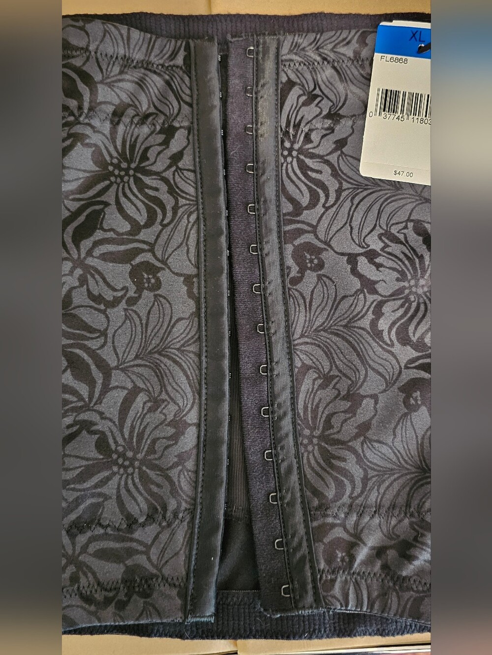Maidenform Flexees Floral Waist Cincher Shapewear XL NWT Black Hook & Eye